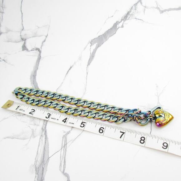 Rare Juicy Couture Y2K Rainbow Heart Charm Necklace - Picture 5 of 5